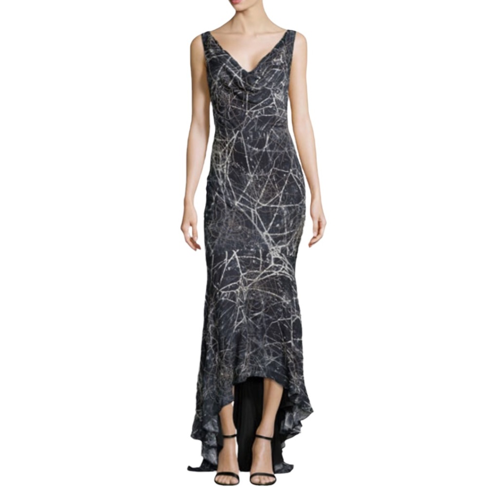 NWOT Haute Hippie Spiderweb Beaded Embellished Evening Gown Size 4